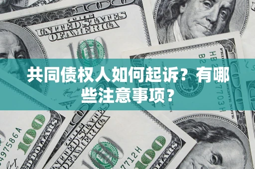 武汉共同债权人如何起诉？有哪些注意事项？